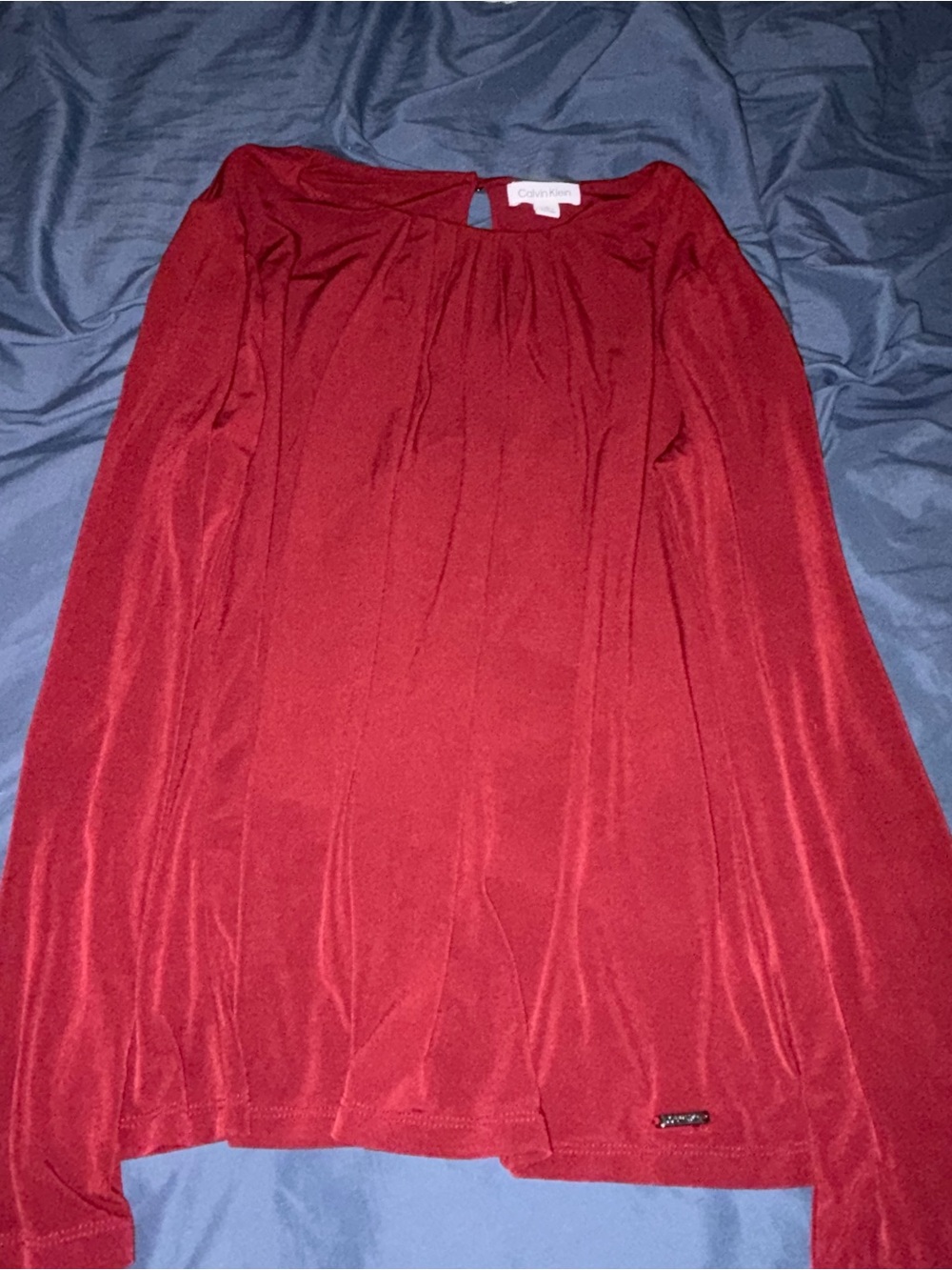 Calvin Klein Women's Crimson Red Long-Sleeve Top